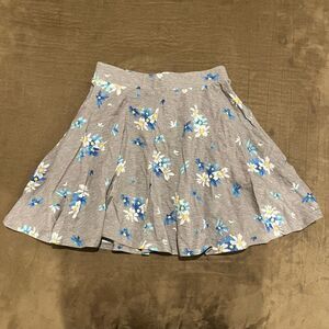 Gray Floral Skater Skirt Junior’s Small